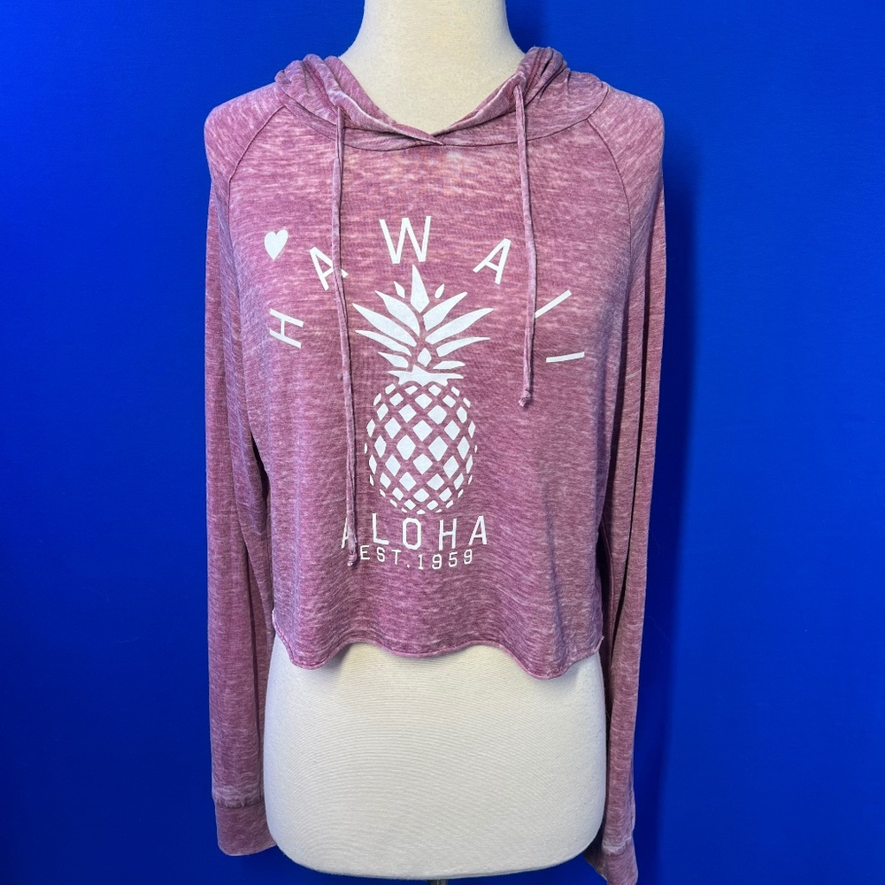 |•EVER HOTTIE•| Aloha Hawaii Long Sleeve Hooded Top Size Medium